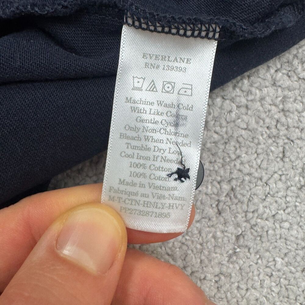 Everlane Heavyweight Cotton Long Sleeve Henley Shirt Mens XL Navy Blue Classic - Picture 6 of 12